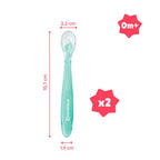 Juego 2 cucharas flexibles Badabulle con mango largo