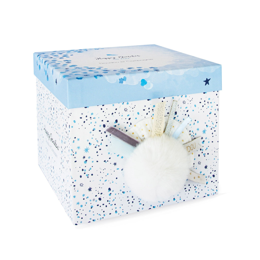 Caja regalo con Conejito pompón blanco 25 cm DouDou Et Compagnie