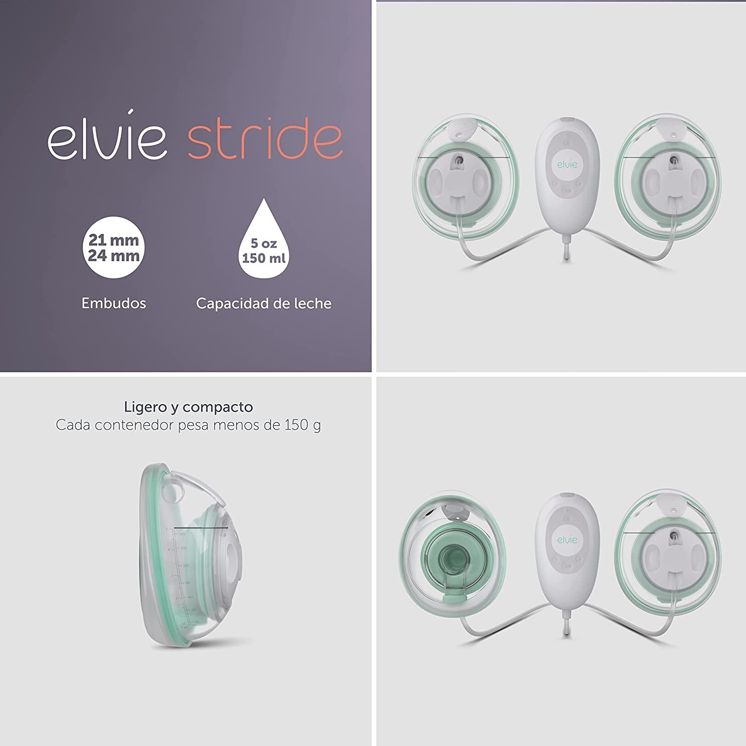 Sacaleche electrico portatil Elvie STRIDE Doble grado hospitalario