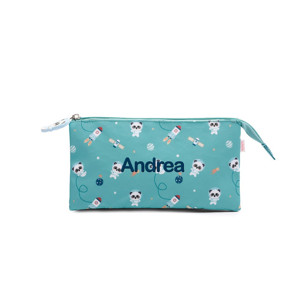 Estuche 3 compartimentos Tutete Pandas in Space Personalizable
