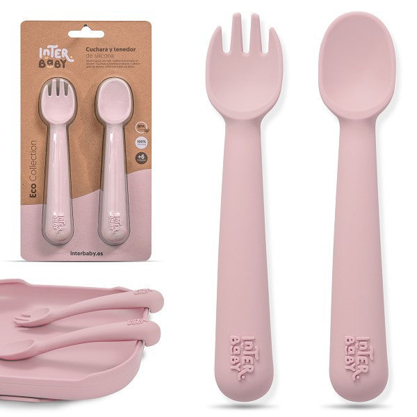 Cuchara y tenedor de silicona Interbaby