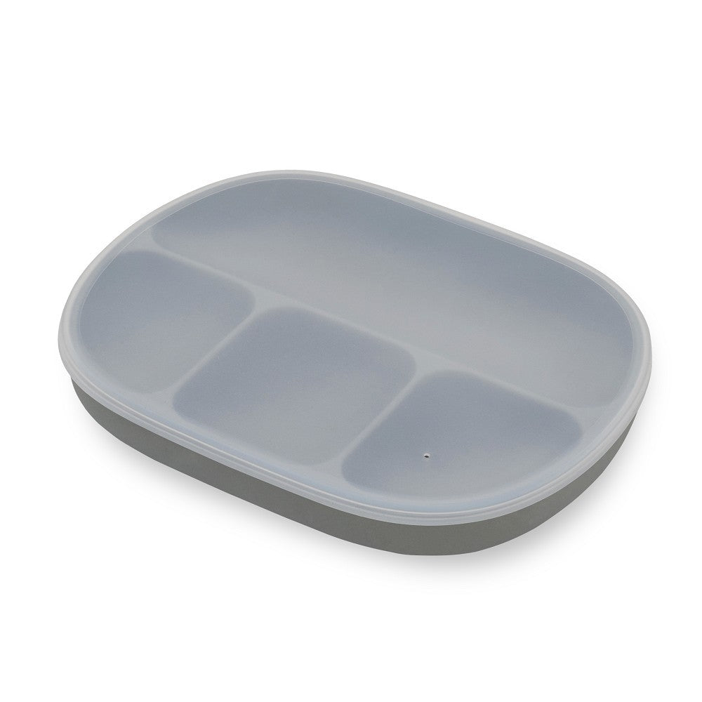 Plato compartimentado de silicona Interbaby con tapa y ventosa