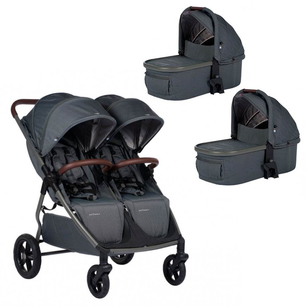 Cochecito Gemelar Mast M TWIN X2 Manillar Regulable con 2 capazos para 2 hermanitos