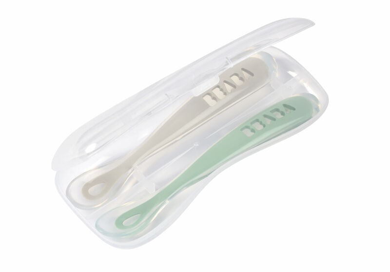 2 cucharas Beaba soft silicona primera edad + estuche