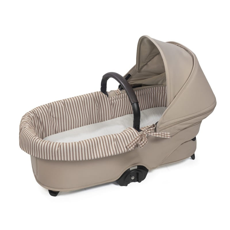 Cubre cuco Walking Mum dual + funda colchón Praliné Vichy/Rayas