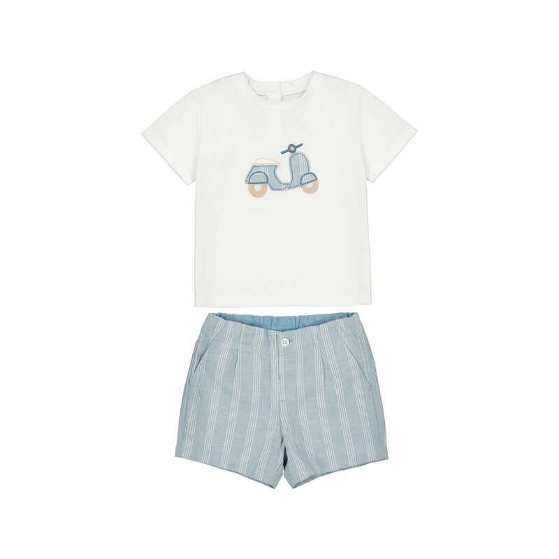 Conjunto Mayoral bermuda lino aplique