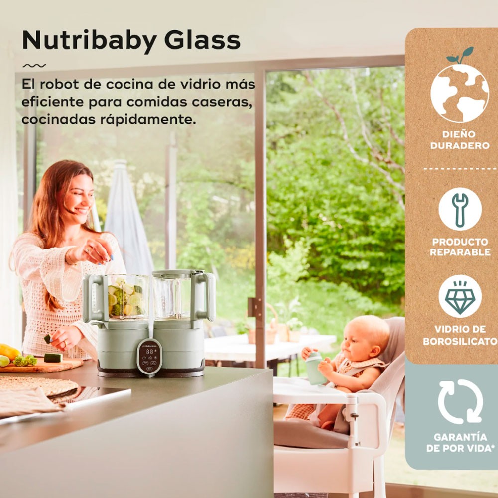 Robot de cocina Babymoov Nutribaby Glass de vidrio Celadon Green