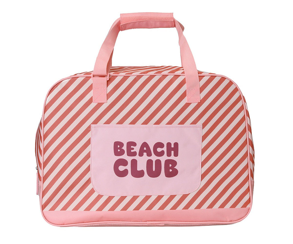 Bolso de Playa con Rejilla Personalizable Monnëka Stripes Bloom & Blush