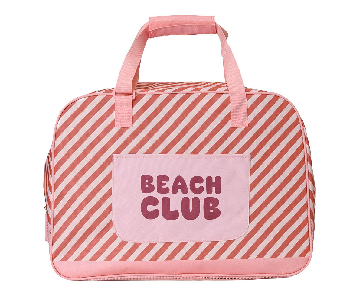 Bolso de Playa con Rejilla Personalizable Monnëka Stripes Bloom & Blush