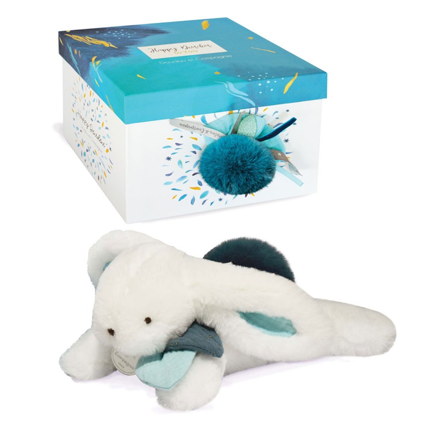 Caja regalo con Conejito pompón pavo 25 cm DouDou Et Compagnie
