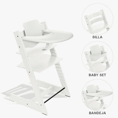 Conjunto de cadeiras altas Stokke Tripp Trapp com Baby Set² e tabuleiro