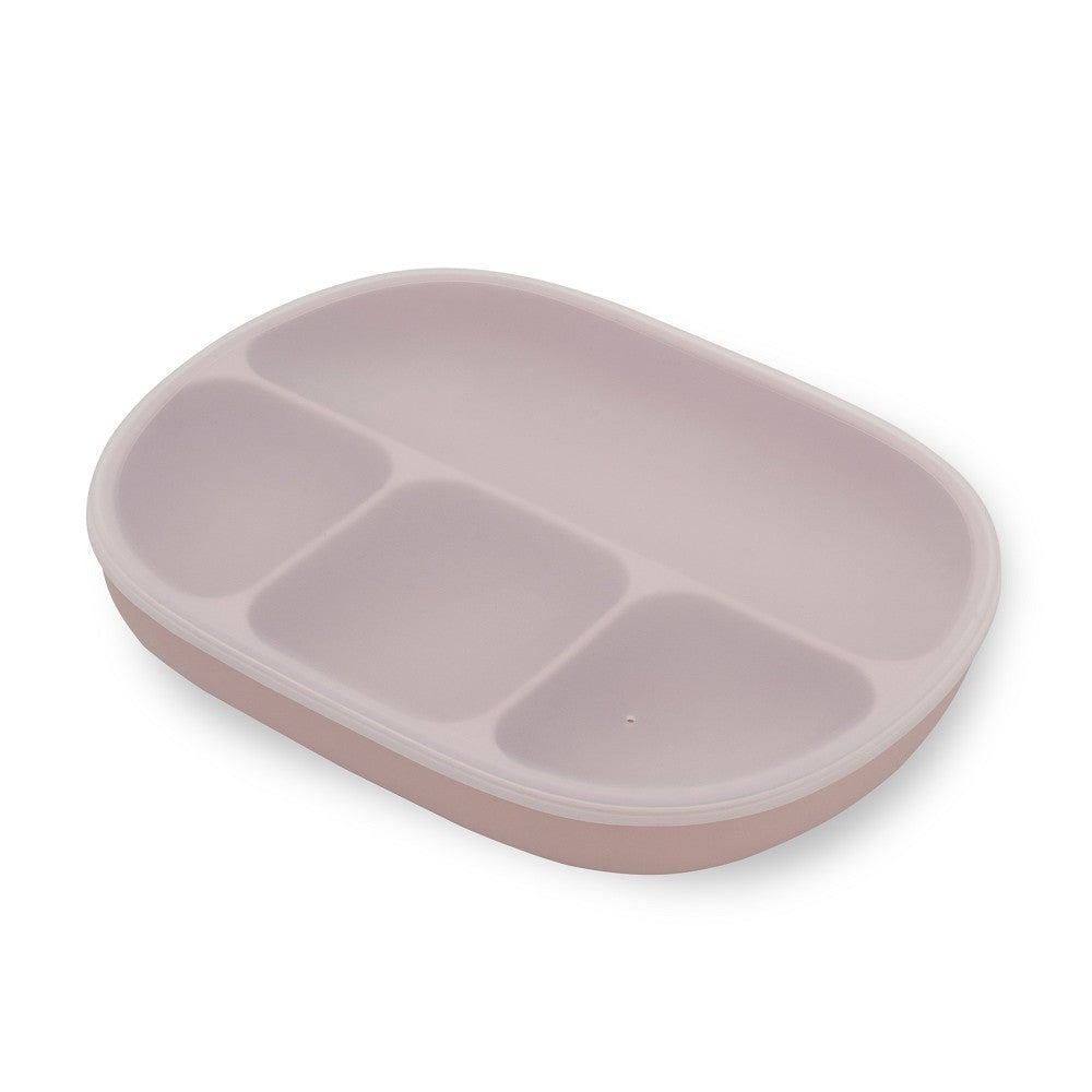 Plato compartimentado de silicona Interbaby con tapa y ventosa