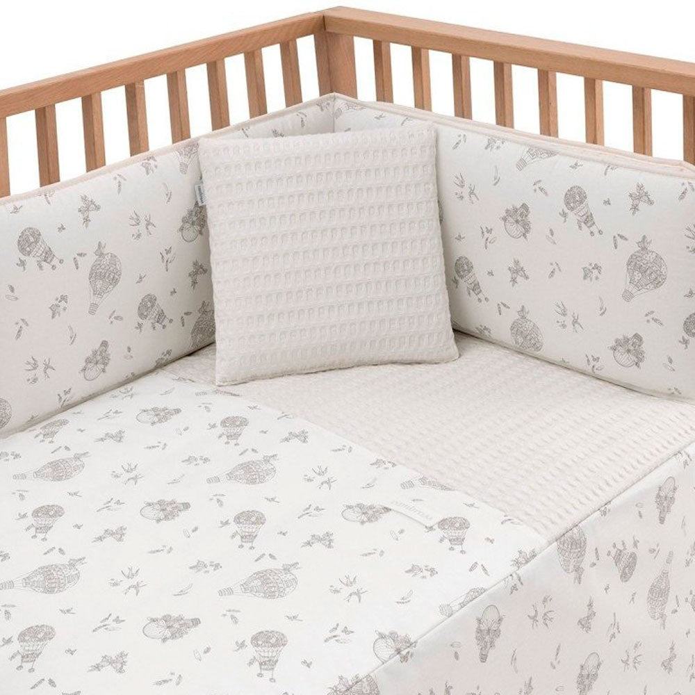 Juego 2 piezas Colcha I-V Cuna Cambrass 60x120 cm Globe Crudo