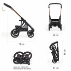 Cochecito Duo Bebecar PROW COMPACT KA410 chasis Fumé Rosa Preto