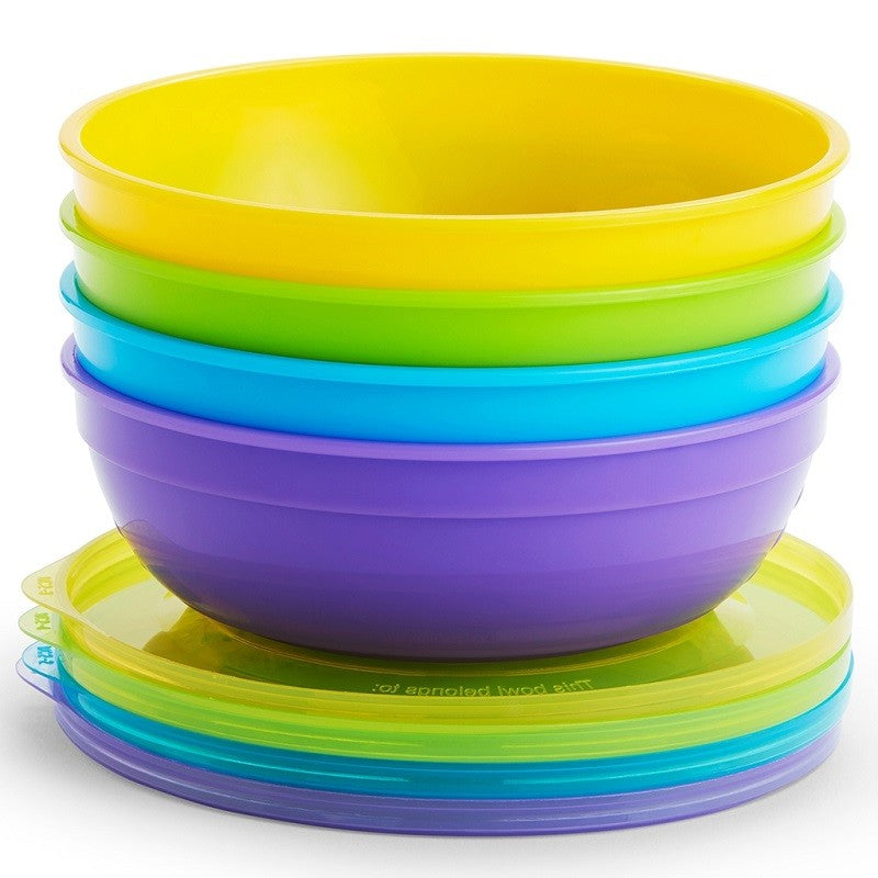 Pack cuencos con tapas y cucharas Munchkin Love-a-Bowls 10 piezas