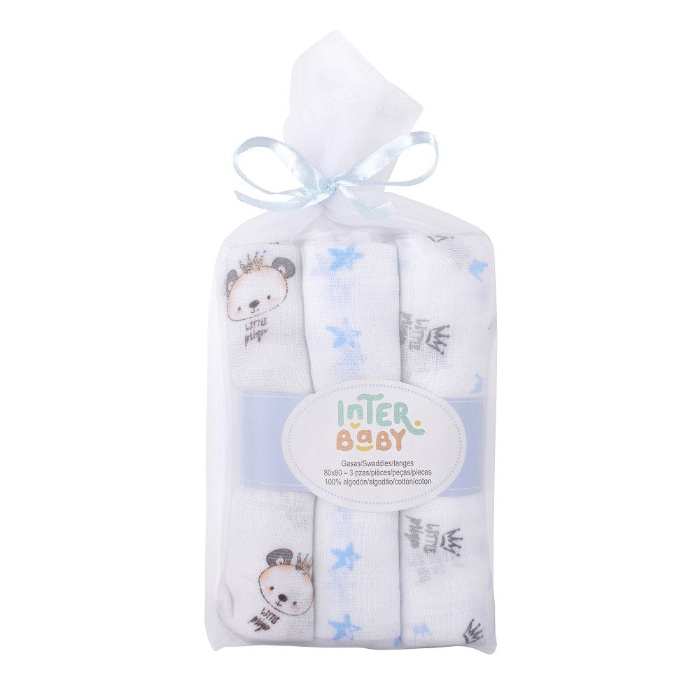 Pack 3 Gasas Interbaby Algodón Bear