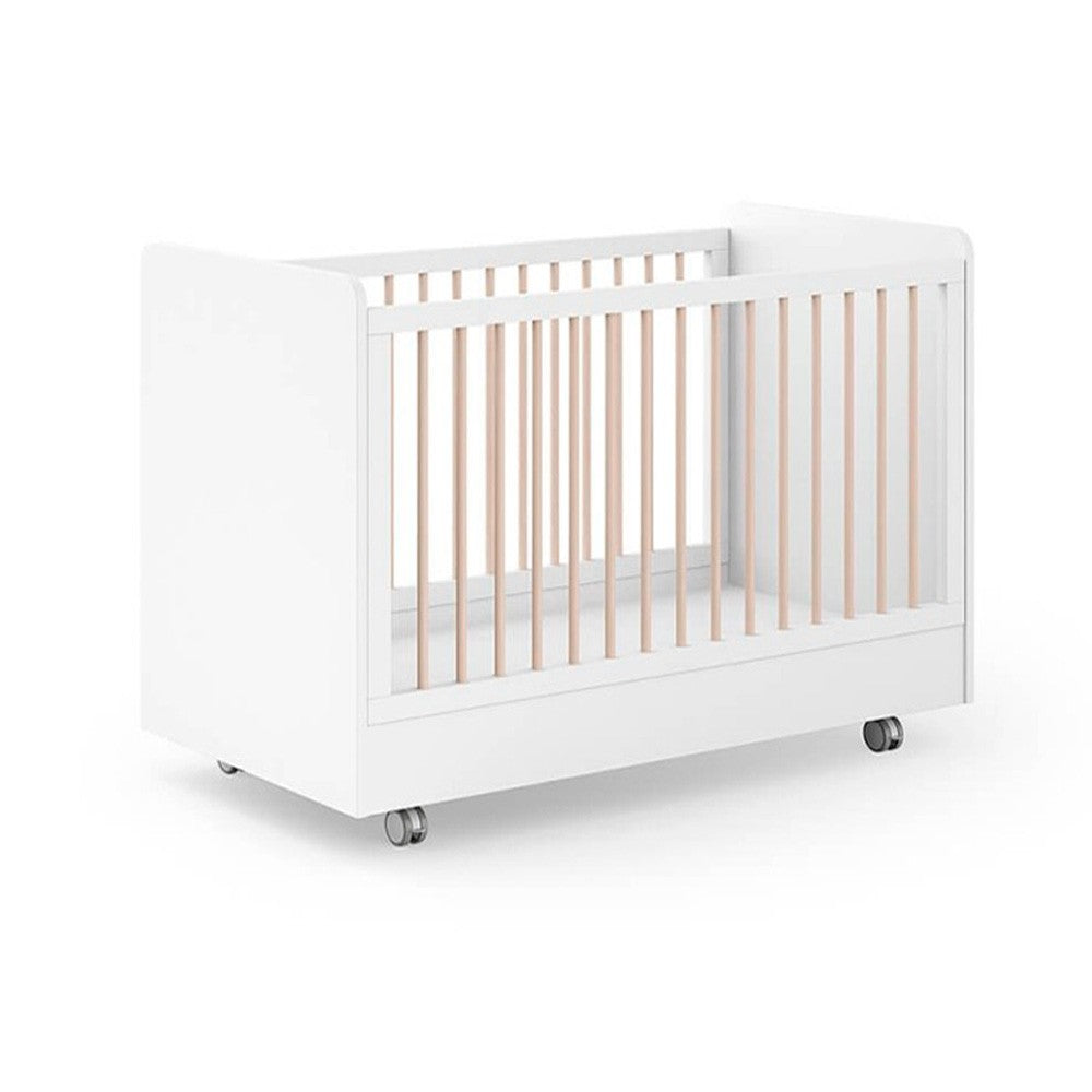 Cuna Ros Mini ELEMENTAL 120x60 con barandilla abatible y opción de ruedas