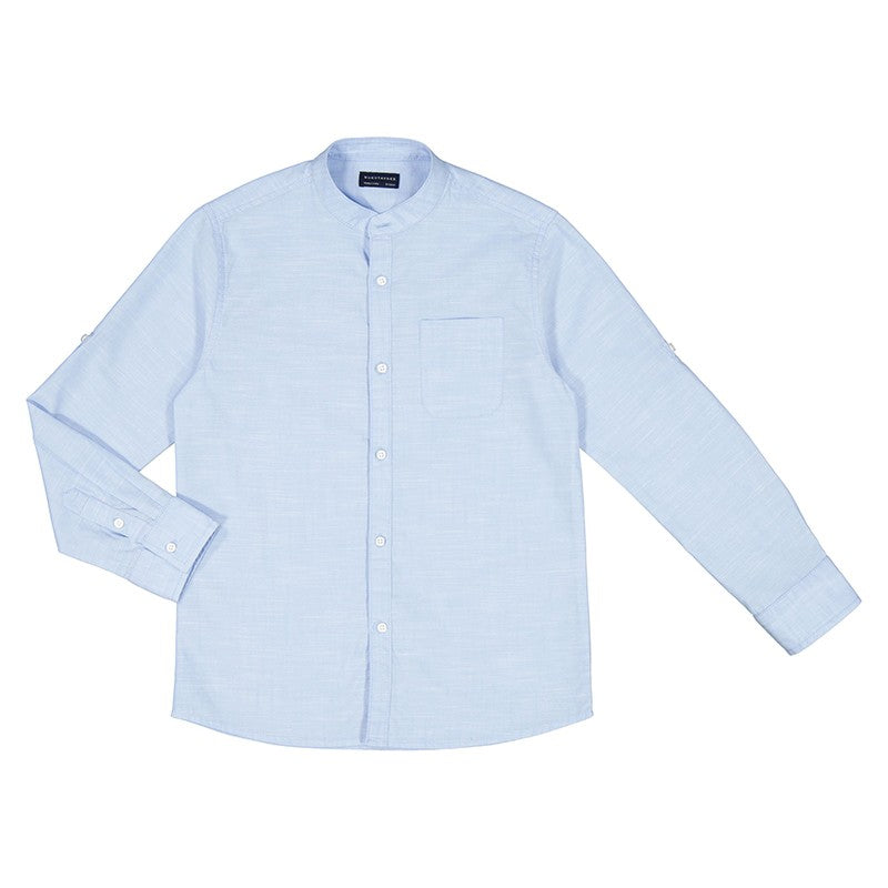 Camisa lisa Mayoral manga larga cuello mao