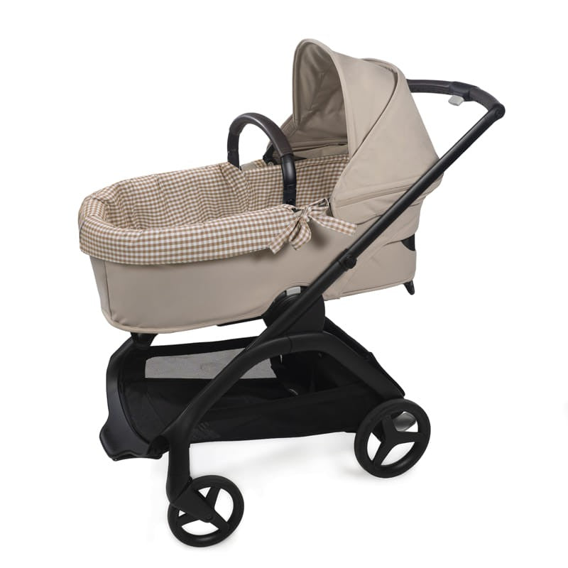 Cubre cuco Walking Mum dual + funda colchón Praliné Vichy/Rayas