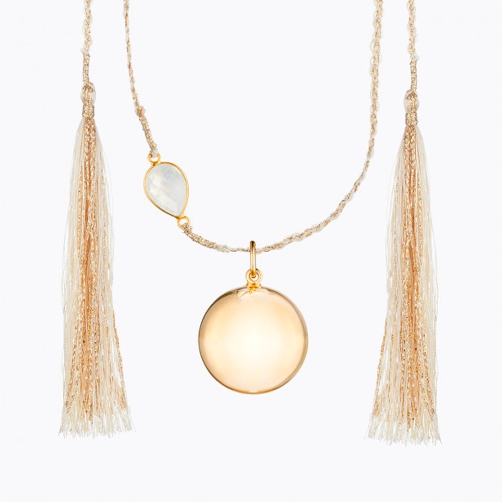 Colgante de Maternidad Ilado Maya Oro cordón seda blanco