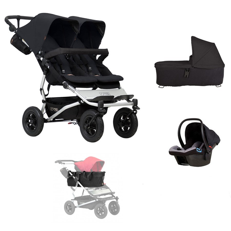 PACK HERMANOS SEGUIDOS + AUTO + Cesta JOIE BAG Mountain Buggy Duet 3.2