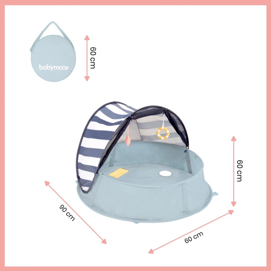 Tienda de juego Anti-UV Babymoov Alta Protección FPS 50+ y Piscina AQUANI marinera