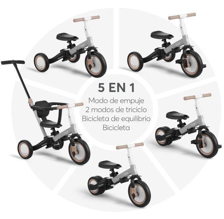 Triciclo con barra KikkaBoo FLiP 5 en 1