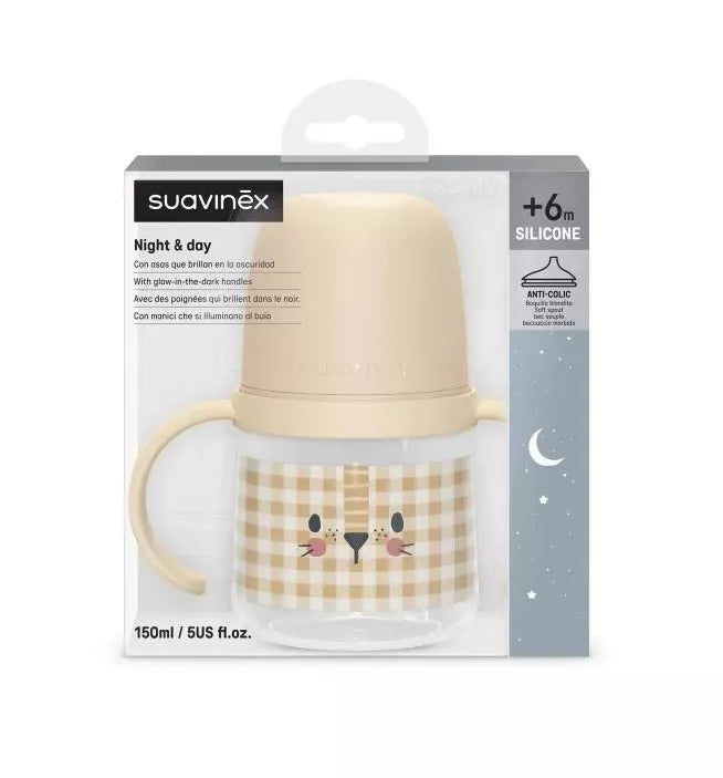Biberón con Asas Suavinex Noche +6M 150 ml